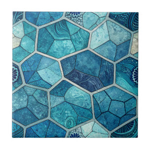 Azulejo Mosaico Azul Oceano – Polígono Irregular