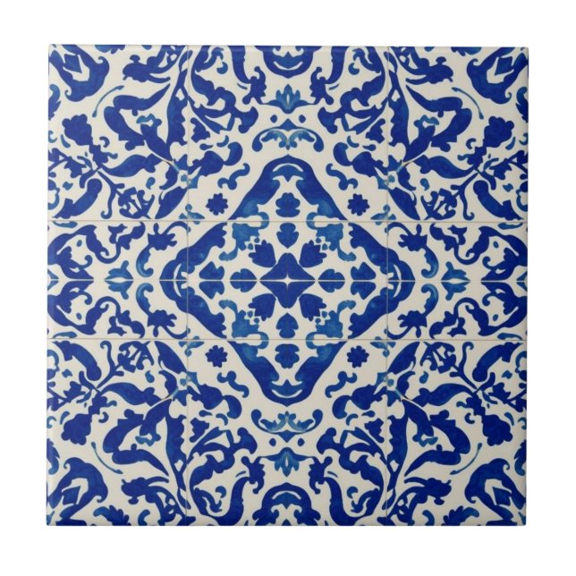 Azulejo mosaico vintage azul e branco a granel (Frente)