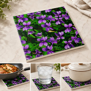 Azulejo Mosaico Violeta Violeta de Madeira de Flor
