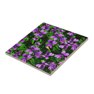 Azulejo Mosaico Violeta Violeta de Madeira de Flor