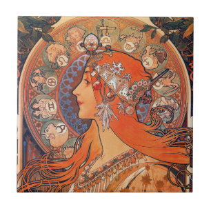 Azulejo - Mulher Zodíaco Art Nouveau