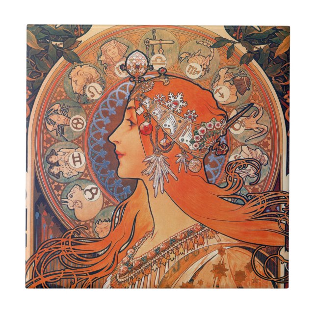 Azulejo - Mulher Zodíaco Art Nouveau (Frente)