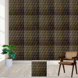 Azulejo na moda preto e Dourado de arte geométrica