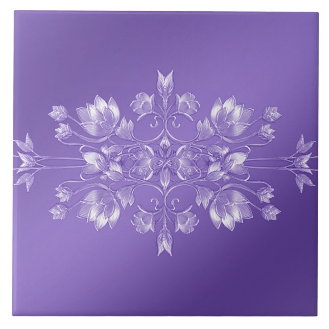 Azulejo na moda Purple Floral Cerâmica (Frente)