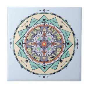 Azulejo nativo da mandala dos símbolos