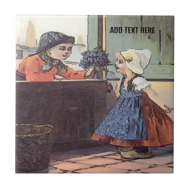 Azulejo Neerlandês De Flores De Crianças, Olhar Ho (Frente)