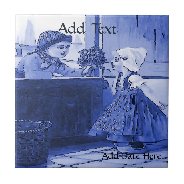 Azulejo Neerlandês De Flores De Crianças, Olhar Ho (Frente)