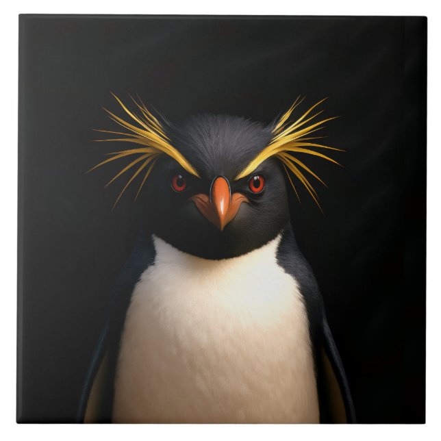 Azulejo Negro 4 Luxe com Pinguim Rockhopper (Frente)