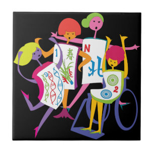 Azulejo Negro de dança feliz Mah Jongg