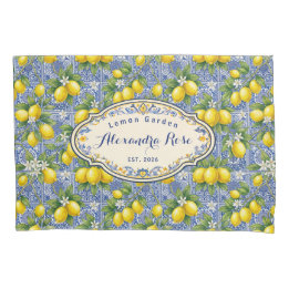 Azulejo Nome Monograma Limão Azul País Francês
