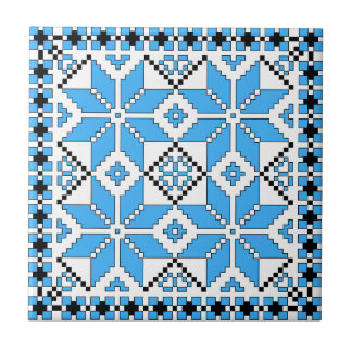 Azulejo nórdico da estrela (azul e preto)