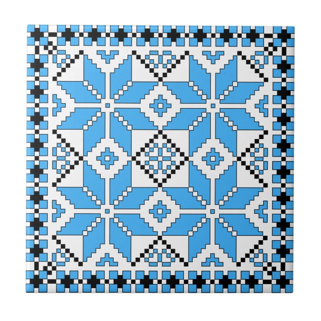 Azulejo nórdico da estrela (azul e preto) (Frente)