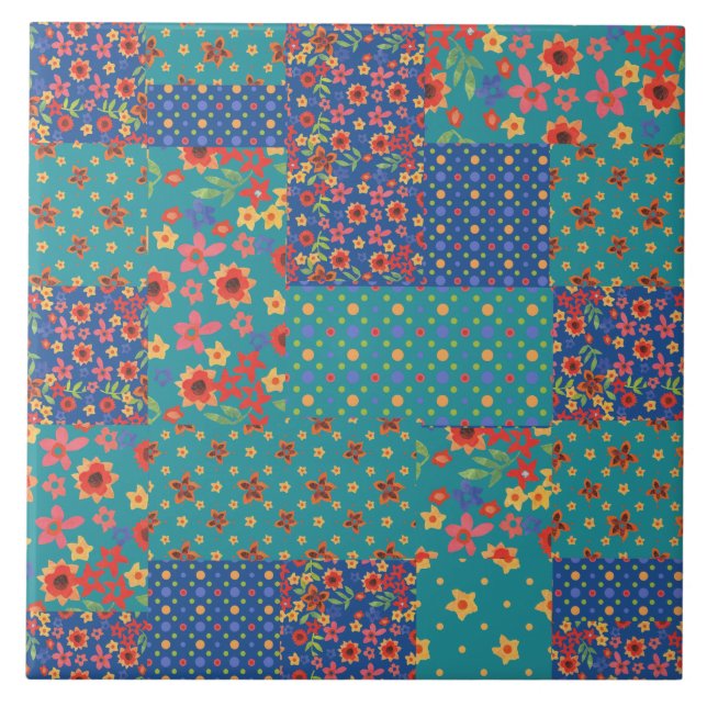 Azulejo nostálgico do teste padrão dos retalhos do (Frente)