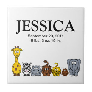 Azulejo novo do nome do bebê dos animais 2 bonito