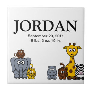 Azulejo novo do nome do bebê dos animais 3 bonito