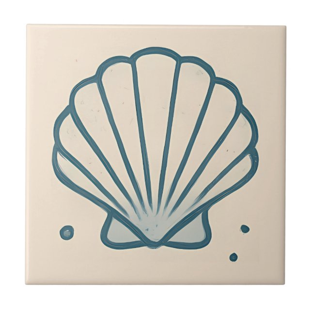 Azulejo Oceânico Minimalista da Shell Scallop (Frente)