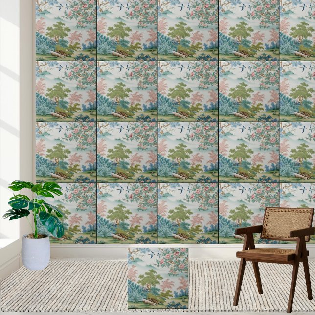 Azulejo Oriental Chinoiserie Wall (Oriental Chinoiserie Wall Tile)