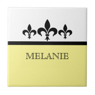 Azulejo ostentoso amarelo da flor de lis
