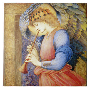 Azulejo ou Trivet do anjo do Natal de Burne-Jones