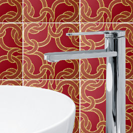 Azulejo Padrão Céltico Céltico Vermelho e Dourado