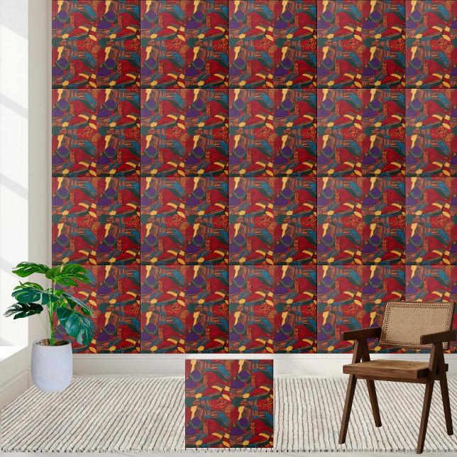 Azulejo Padrão de Estilo Ancara Vibrante (Vibrant Ankara Style Pattern Tile)