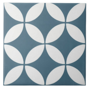 Azulejo - Padrão Floral Azul e Branco