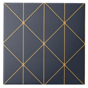 Azulejo - Padrão Geométrico Dourado e Azul