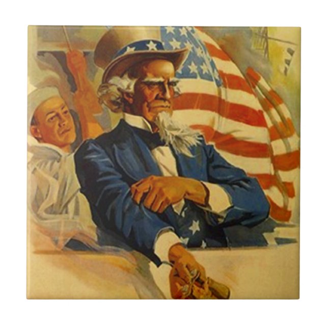 Azulejo patriótico do midshipman do marinho do tio (Frente)