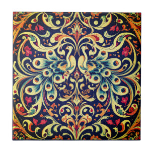 Azulejo Peacock Cerâmico ornamentado