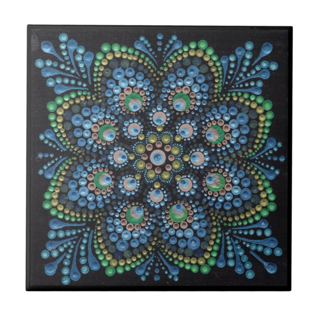 Azulejo Peacock Dot Mandala (Frente)