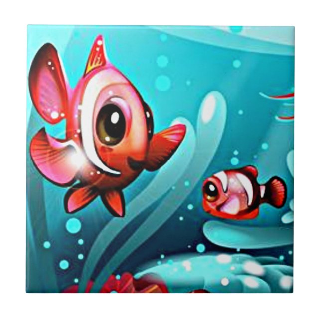 Azulejo pequeno dos peixes dos peixes grandes (Frente)