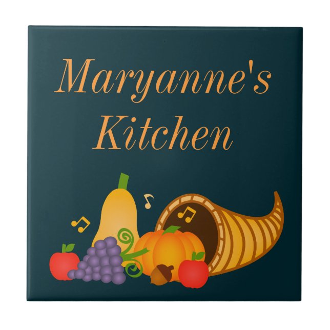 Azulejo Personalizado da Autumn Cornucopia (Frente)