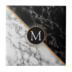 Azulejo Personalizado de Mármore Preto e Branco