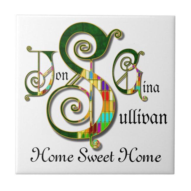 azulejo personalizado de Monograma do JSG "Home Sw (Frente)