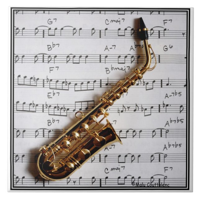 Azulejo Personalizável de Música Saxofone (Frente)