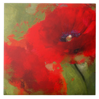 Azulejo pintado da papoila