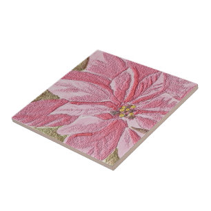 Azulejo Pintado de Flor de Natal Poinsettia