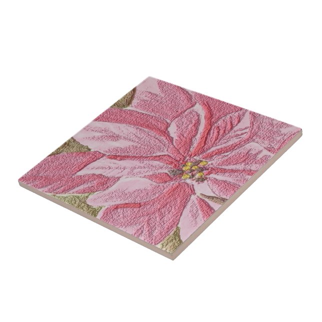 Azulejo Pintado de Flor de Natal Poinsettia (Lateral)