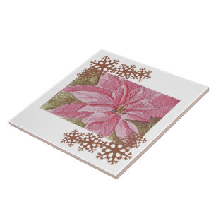 Azulejo Pintado de Flor de Natal Poinsettia