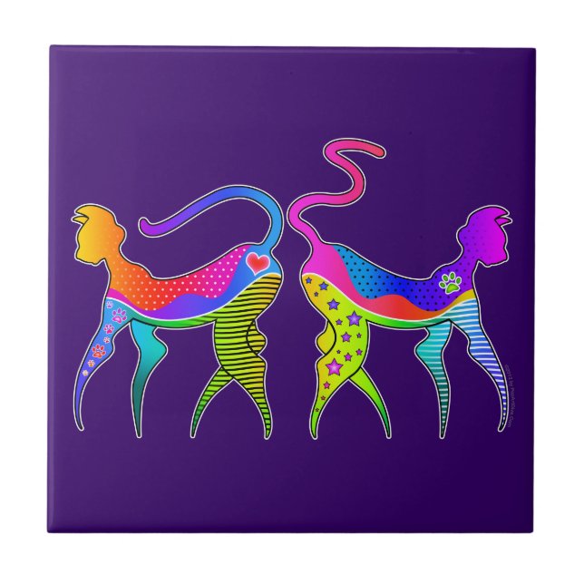 AZULEJO, PORTA COPOS ou TRIVET de KATZ do CAT do (Frente)