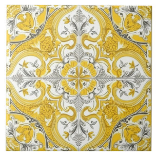 Azulejo Português Amarelo e Branco