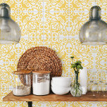 Azulejo Português do Mediterrâneo Amarelo Branco 3<br><div class="desc">Este azulejo cerâmico é perfeito para design interior ou backsplash. O azulejo apresenta um padrão mediterrânico português de cor amarela e branca quente, perfeito para qualquer espaço. Use-o como uma peça de sotaque na sua cozinha, banheiro ou sala de estar. Disponível em duas dimensões. Crédito da foto do cobrir: Uliana...</div>