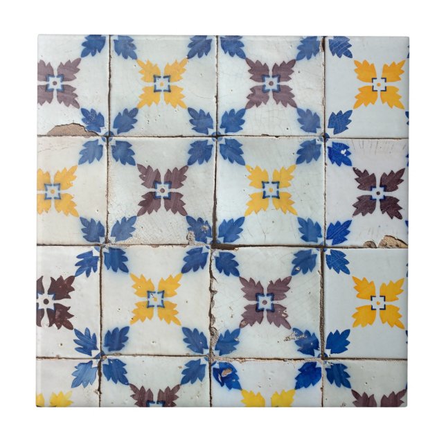 Azulejo Português Estrela Azul Vintage (Frente)