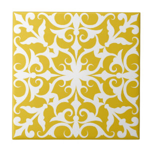 Azulejo Português Mediterrâneo Amarelo&Branco