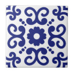 Azulejo Português Mediterrâneo Azul Branco 03<br><div class="desc">Na moda Azulejo,  estilo mediterrânico português,  padrão cerâmico azulejo azul em fundo branco. Perfeito para um novo litoral,  sinta o revestimento interior.</div>