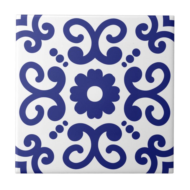 Azulejo Português Mediterrâneo Azul Branco 03 (Frente)