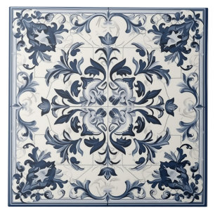 Azulejo Português Sem Costura Azul e Branco