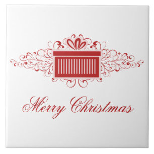 Azulejo presente de espirais de férias, vermelho