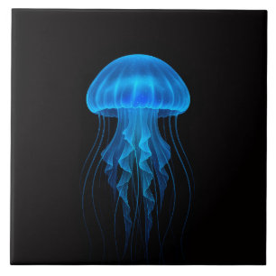Azulejo Preto 4 Luxe com Água-Viva Neon Azul