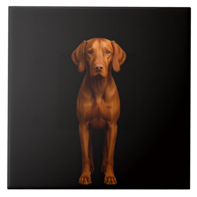Azulejo Preto 4 Luxe com Cachorro Vizsla Ágil (Frente)